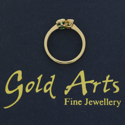 18ct Yellow Gold Toi et Moi Emerald and Marquise Diamond Ring