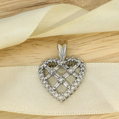 9ct White Gold Diamond Heart Pendant