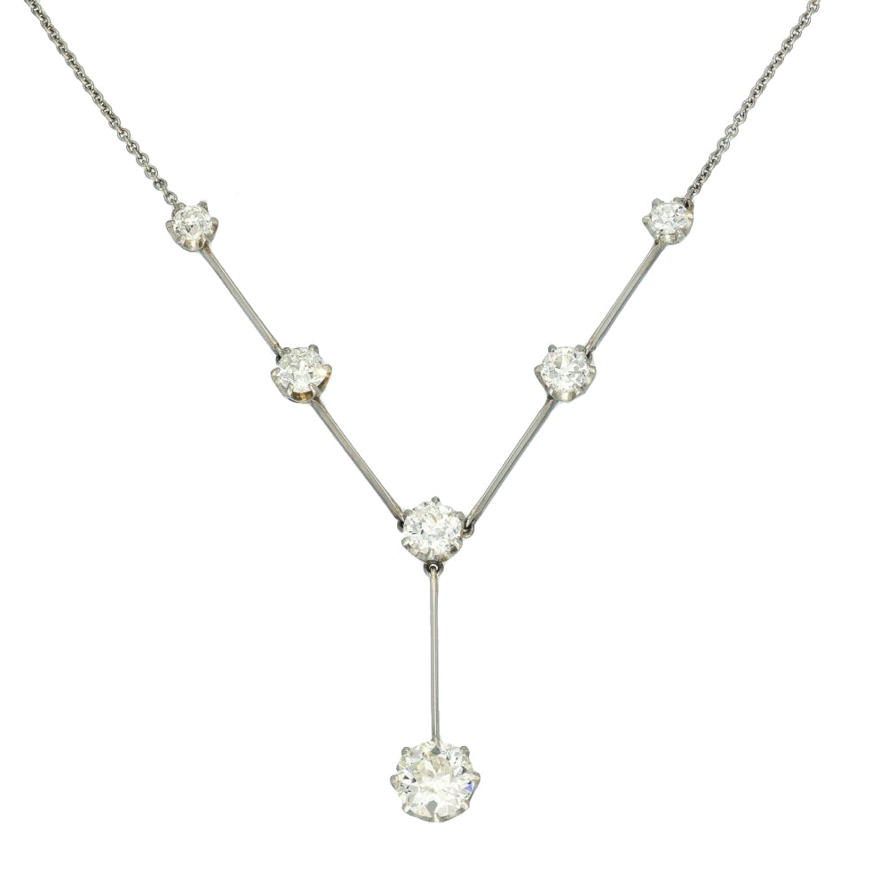 Pre-owned Platinum 2.14ct Diamond Cascade Drop Necklace