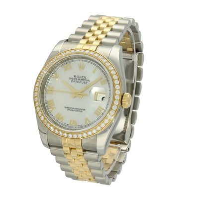 Preowned Rolex Date Just Mother of Pearl Dial 36mm 116243 2009 Watch