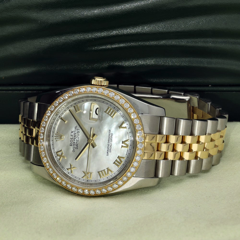 Preowned Rolex Date Just Mother of Pearl Dial 36mm 116243 2009 Watch