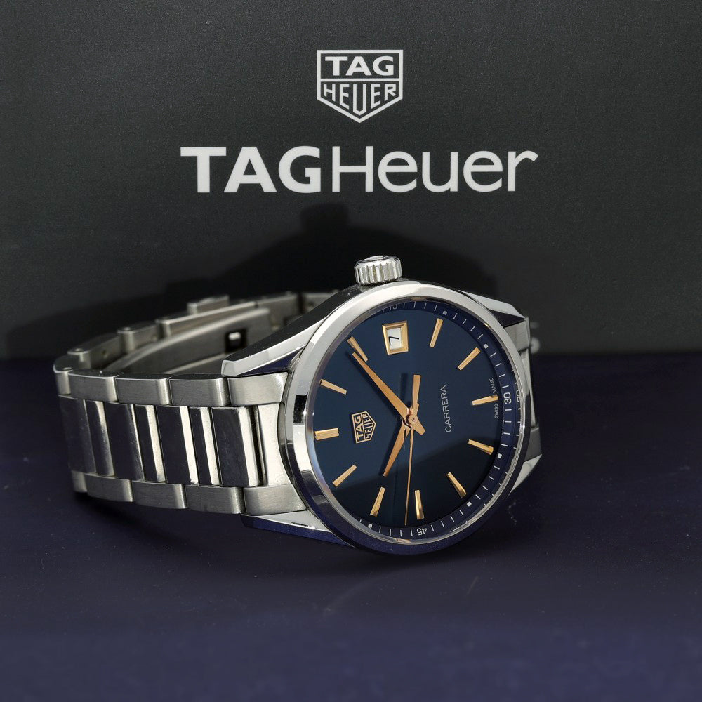 Pre-owned Tag Heuer Carrera WBK1312 36mm Blue Sunray Dial Quartz Watch