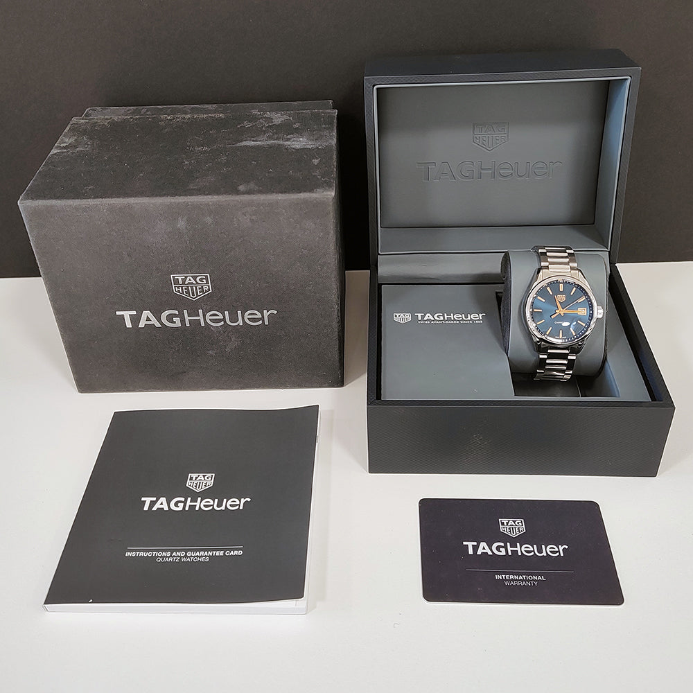 Pre-owned Tag Heuer Carrera WBK1312 36mm Blue Sunray Dial Quartz Watch