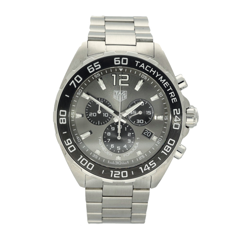 Pre-owned Tag Heuer F1 CAZ1011 Grey Dial Quartz 43mm Watch