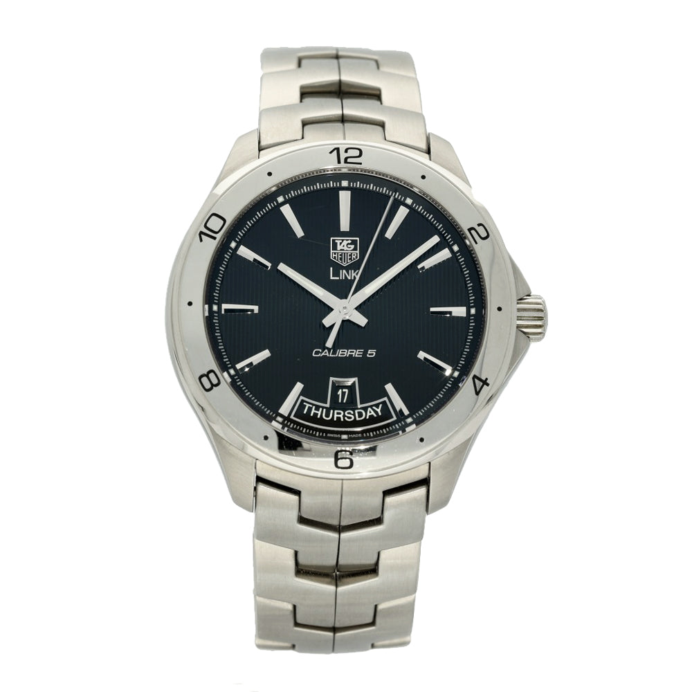 Pre-owned Tag Heuer Link Calibre 5 WAT2010 42mm Black Dial Automatic Watch