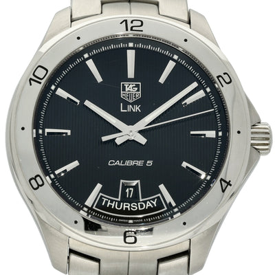 Pre-owned Tag Heuer Link Calibre 5 WAT2010 42mm Black Dial Automatic Watch