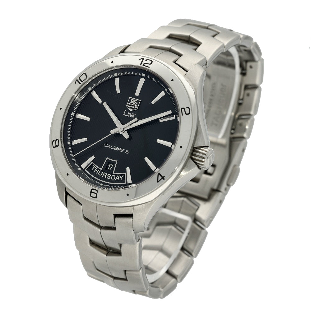 Pre-owned Tag Heuer Link Calibre 5 WAT2010 42mm Black Dial Automatic Watch