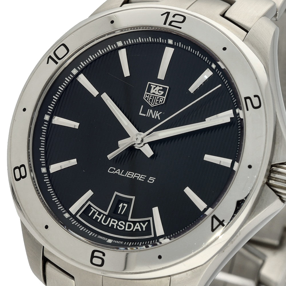 Pre-owned Tag Heuer Link Calibre 5 WAT2010 42mm Black Dial Automatic Watch