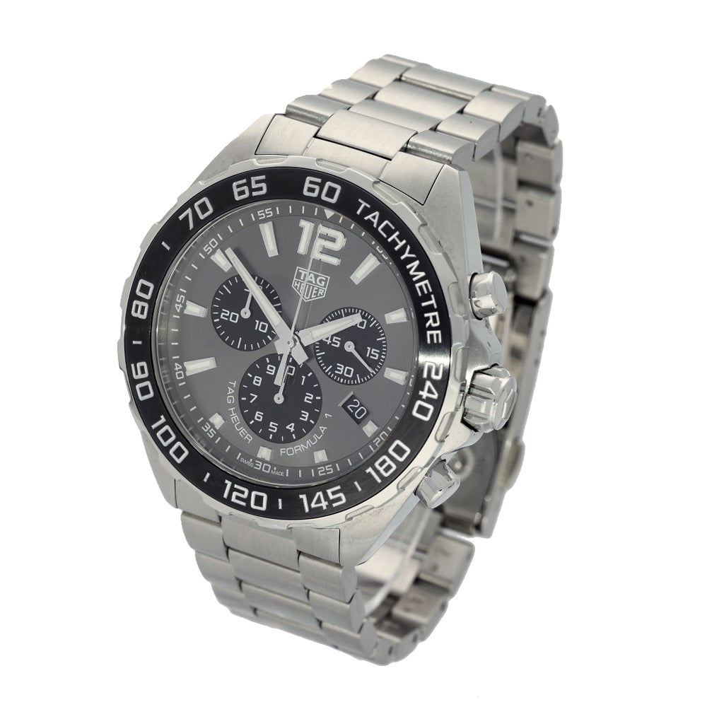 Pre-owned Tag Heuer F1 CAZ1011 Grey Dial Quartz 43mm Watch