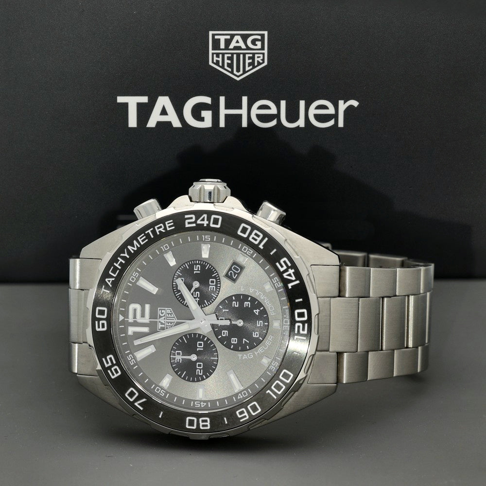 Pre-owned Tag Heuer F1 CAZ1011 Grey Dial Quartz 43mm Watch