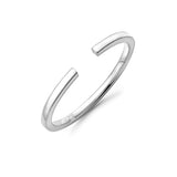 Silver Hollow Hinged Open Cuff Squared Bangle