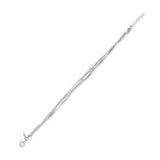 Silver 7" Four Strand Box Link and Bar Bracelet