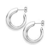 Silver Domed Half Hoop Studs