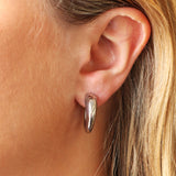 Silver Hollow Tapered Half Hoop Studs