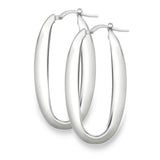 Silver Flat Graduated Oval Hoops