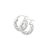 Silver Hollow Twist Pattern Hoops