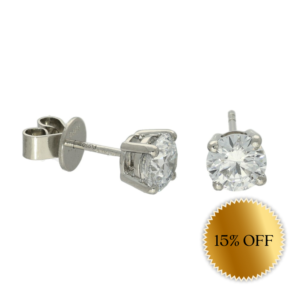 Platinum Certificated 2ct Laboratory-Grown Diamond Stud Earrings