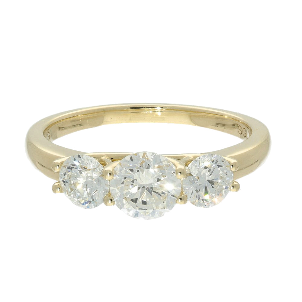 9ct Yellow Gold Laboratory-Grown Diamond 1.50ct Trilogy Ring