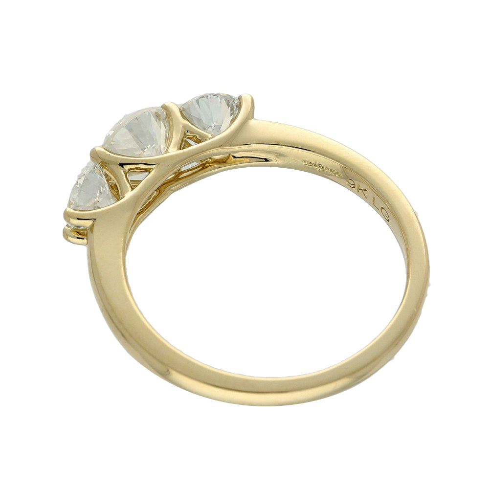 9ct Yellow Gold Laboratory-Grown Diamond 1.50ct Trilogy Ring