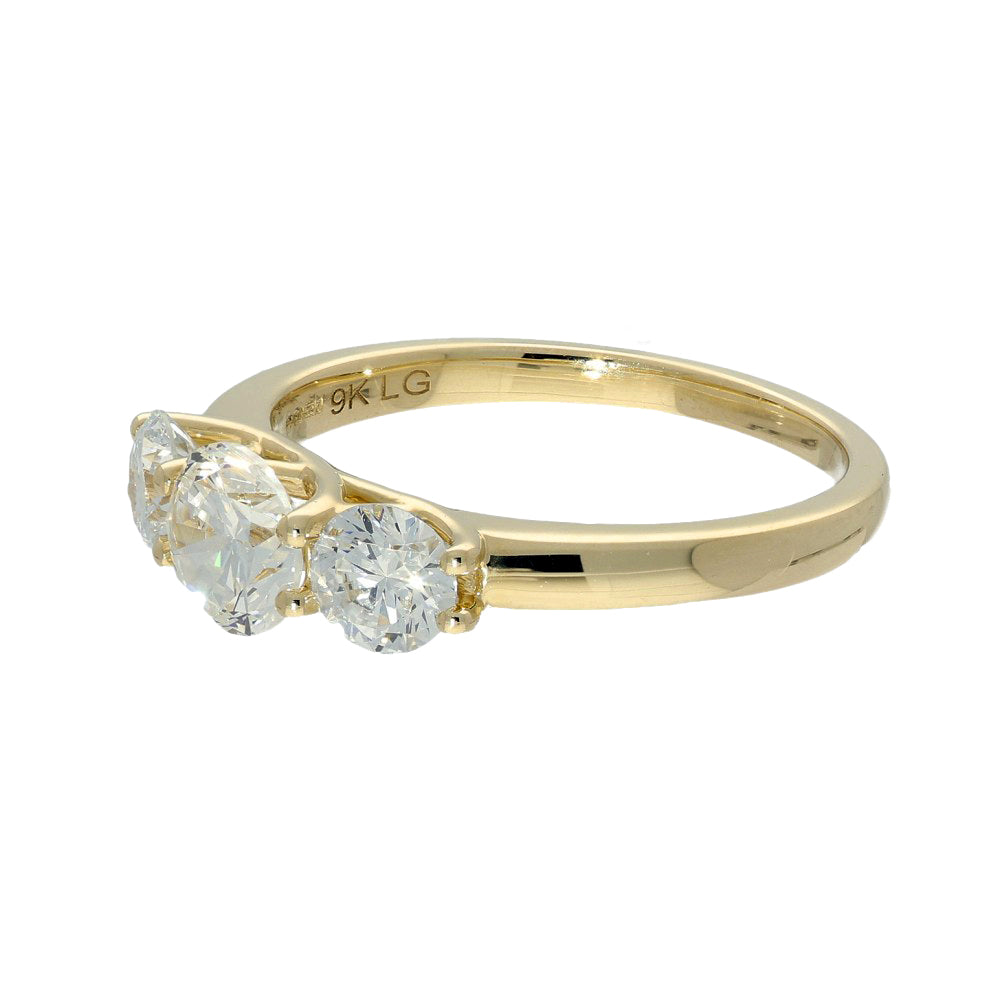 9ct Yellow Gold Laboratory-Grown Diamond 1.50ct Trilogy Ring