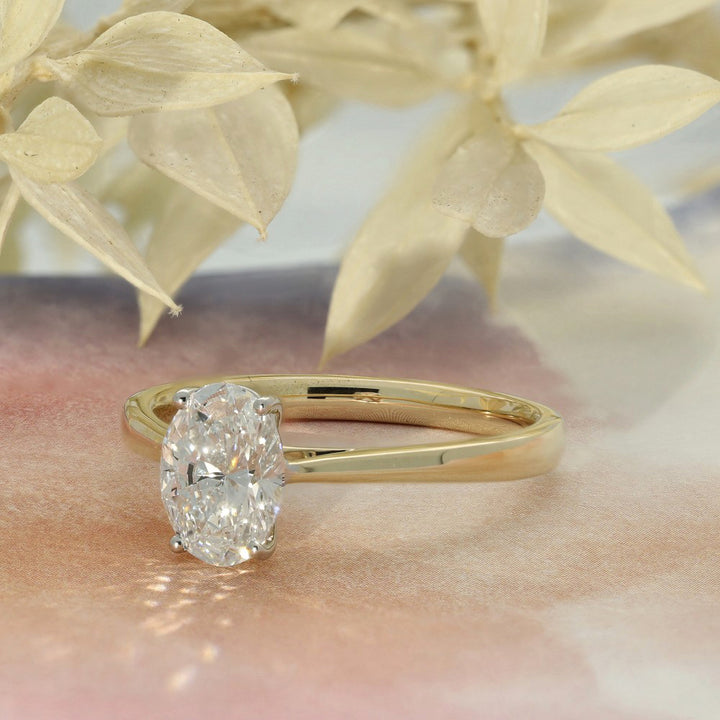 9ct Yellow Gold Lab Grown 1ct Oval Diamond Solitaire Engagement