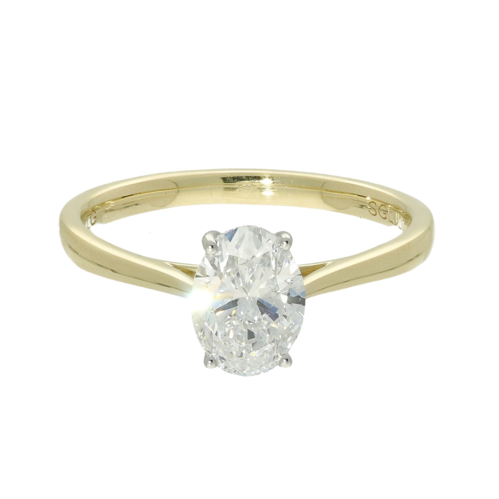 9ct Yellow Gold Laboratory-Grown 1ct Oval Diamond Solitaire Ring