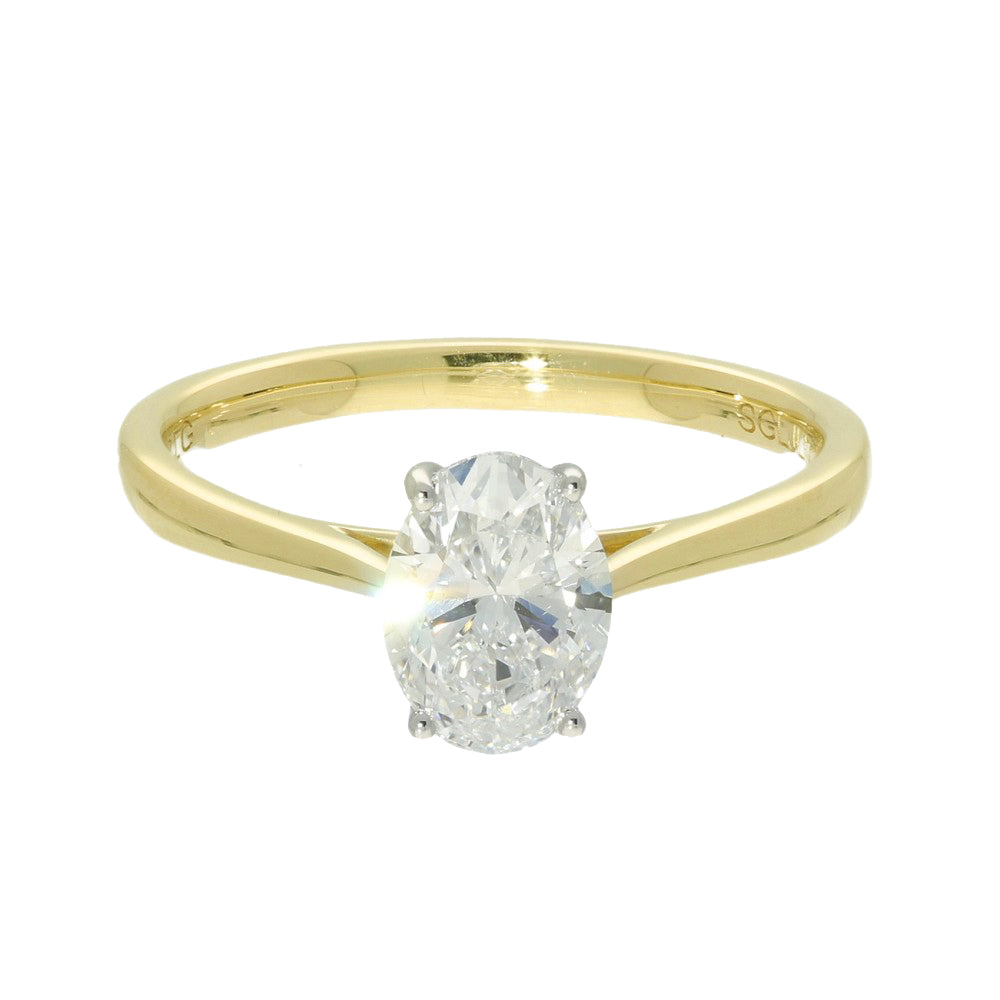 18ct Yellow Gold Laboratory-Grown 1ct Oval Diamond Solitaire Ring