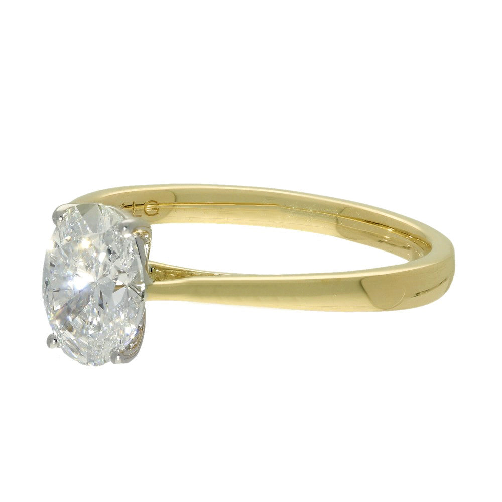 18ct Yellow Gold Laboratory-Grown 1ct Oval Diamond Solitaire Ring