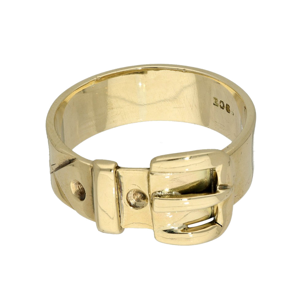 Pre-owned Large Plain 9ct Yellow Gold 8mm Buckle Ring 9.8g