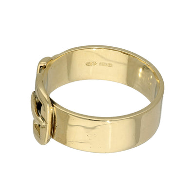 Pre-owned Large Plain 9ct Yellow Gold 8mm Buckle Ring 9.8g