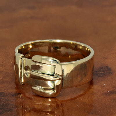 Pre-owned Large Plain 9ct Yellow Gold 8mm Buckle Ring 9.8g
