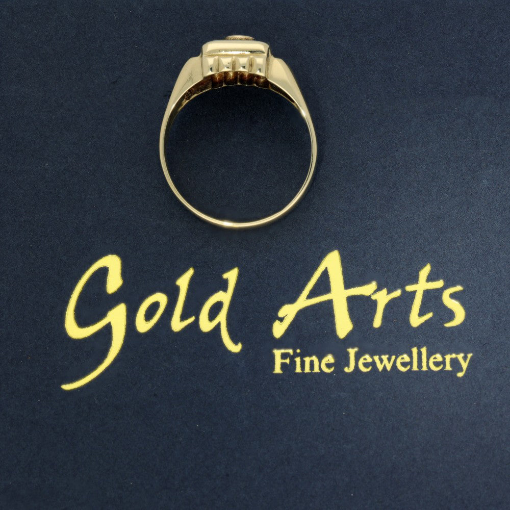 Pre-owned 9ct Yellow Gold Onyx 'G Initial' Seal Signet Ring