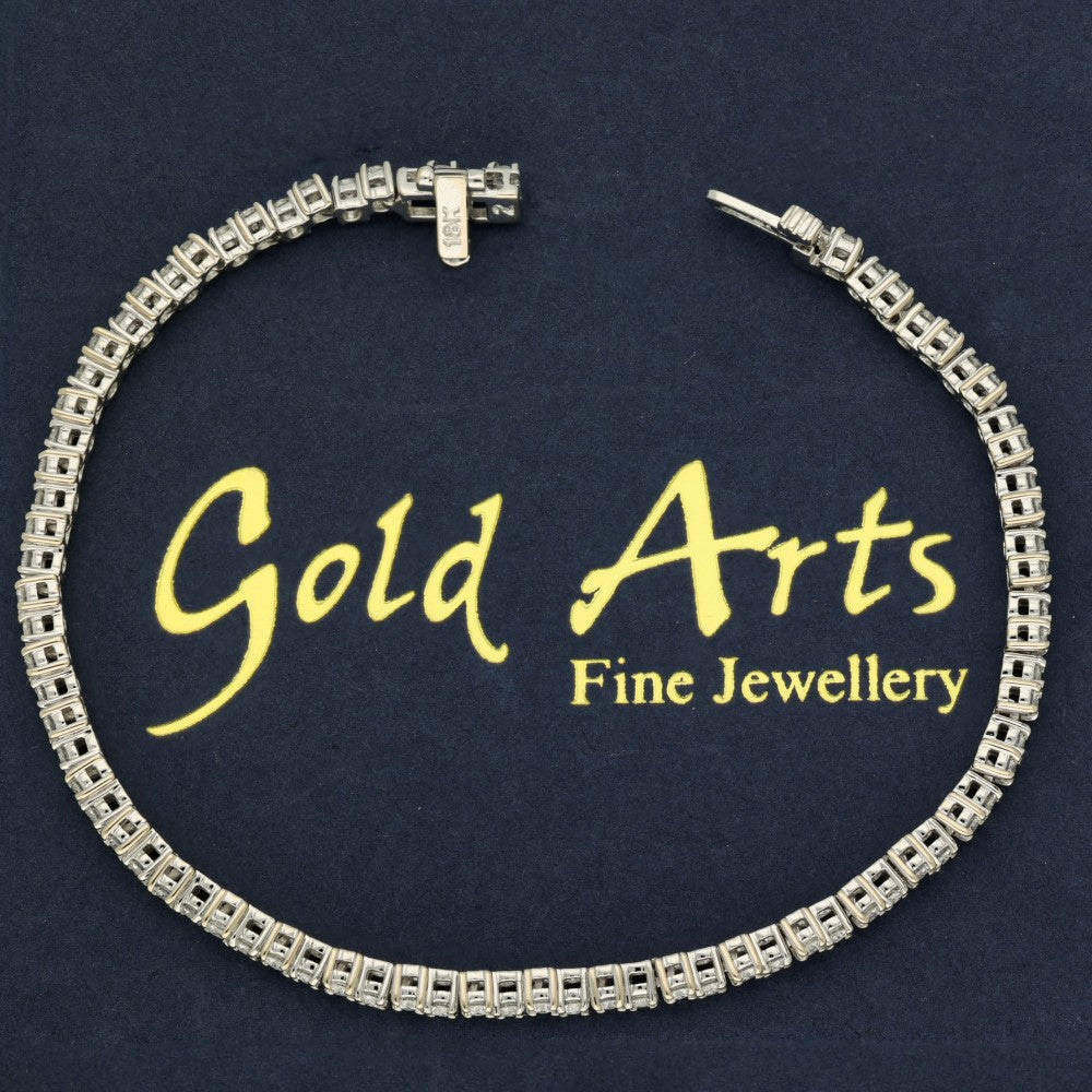18ct White Gold 2ct Diamond Tennis Line Bracelet