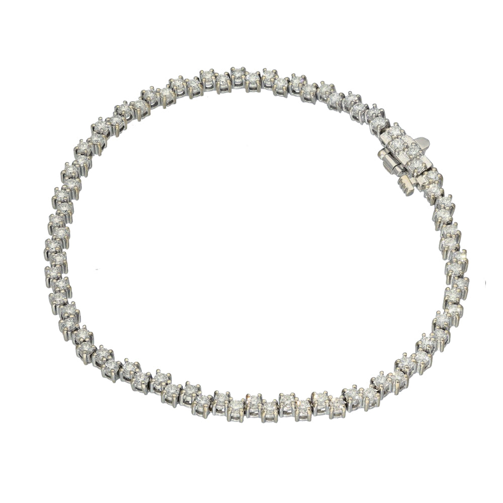 18ct White Gold 2ct Diamond Tennis Line Bracelet