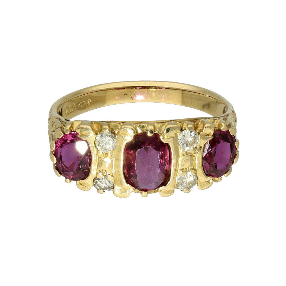 Pre-owned 18ct Yellow Gold Diamond & Purple Spinel Dress Ring