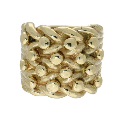 Pre-owned Large 9ct Yellow Gold 4 Row Keeper Shot Knot Ring 45g