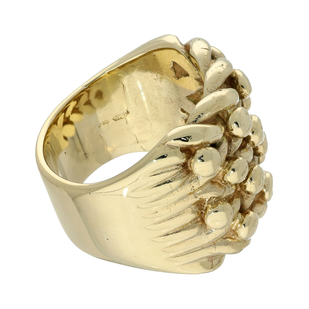 Pre-owned Large 9ct Yellow Gold 4 Row Keeper Shot Knot Ring 45g