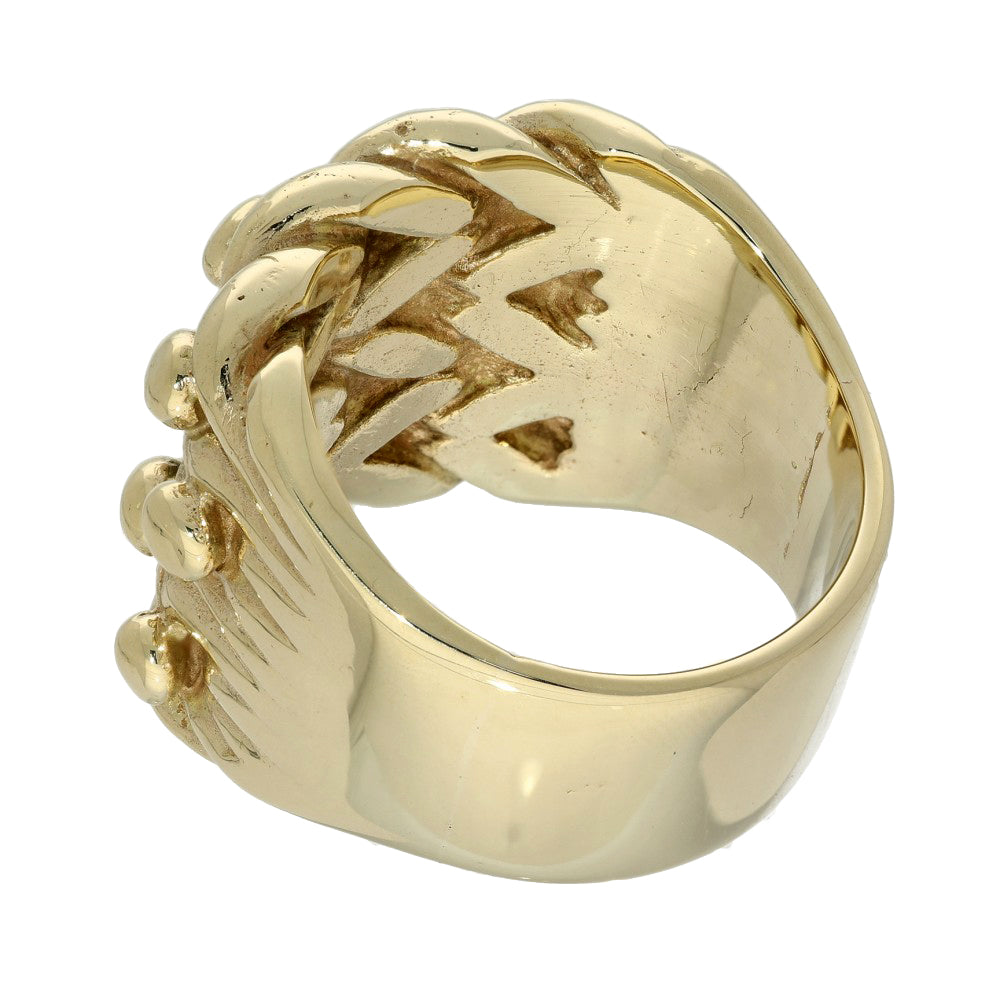 Pre-owned Large 9ct Yellow Gold 4 Row Keeper Shot Knot Ring 45g