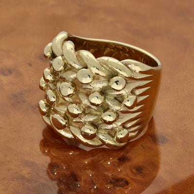 Pre-owned Large 9ct Yellow Gold 4 Row Keeper Shot Knot Ring 45g