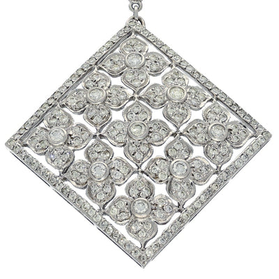 Pre-owned Large 18ct White Gold 2ct Diamond Pendant Cascade Drop Necklace