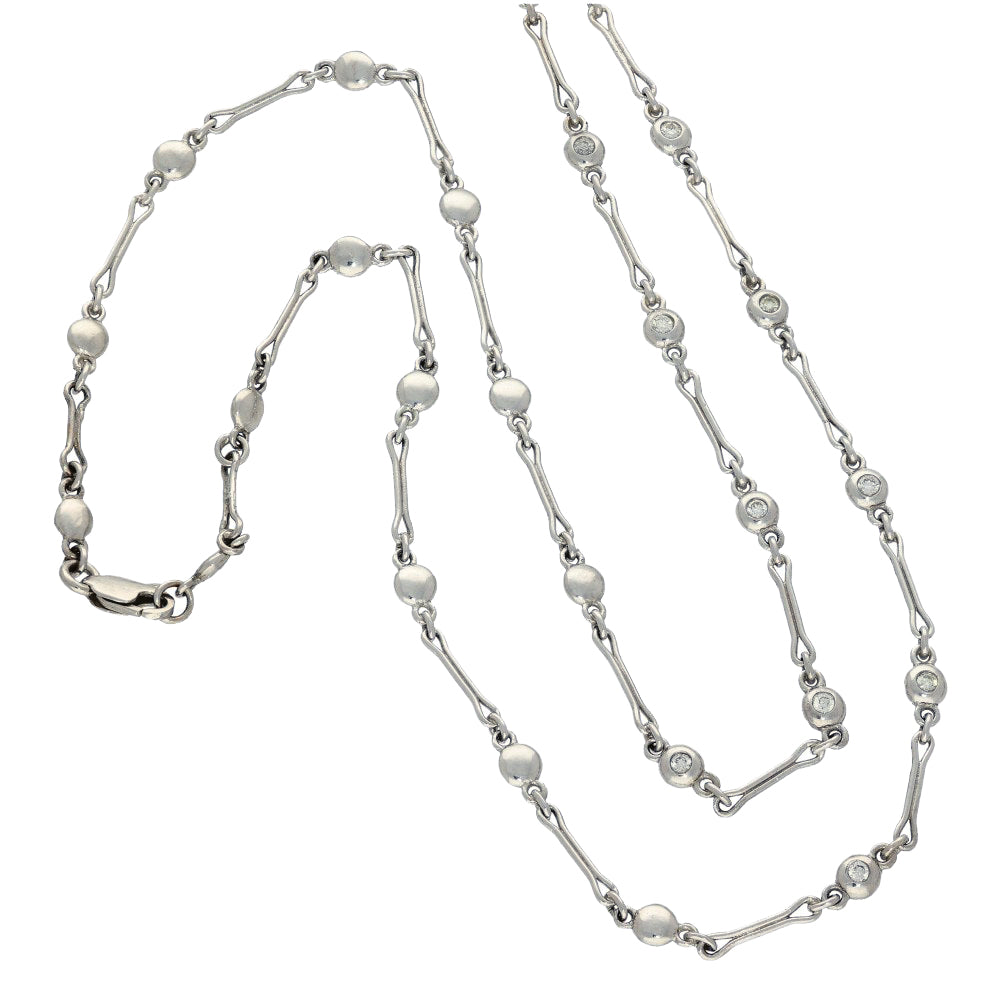 Pre-owned Large 18ct White Gold 2ct Diamond Pendant Cascade Drop Necklace