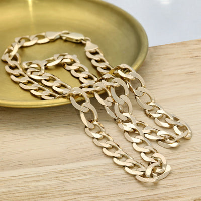 Pre-owned 7mm Solid 9ct Yellow Gold 20" Flat Curb Chain 30.5g