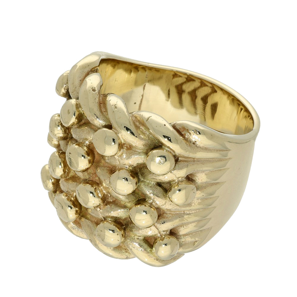 Pre-owned Large 9ct Yellow Gold 4 Row Keeper Shot Knot Ring 45g