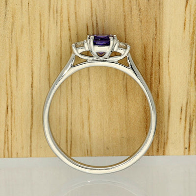 9ct White Gold Tanzanite & Diamond Trilogy Ring