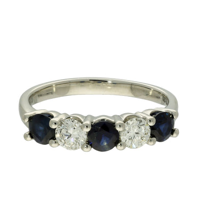 Platinum Sapphire & Diamond 5-Stone Ring