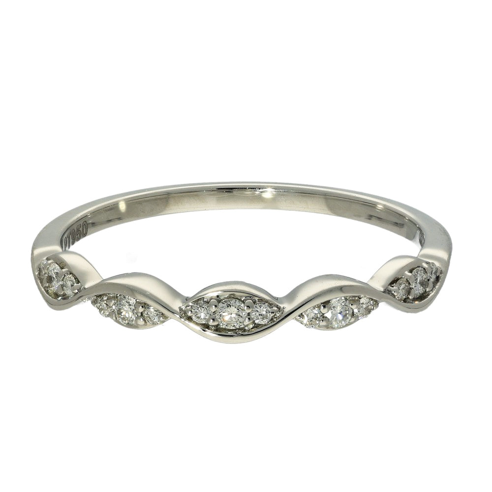 Platinum Diamond Wave Half Eternity Ring