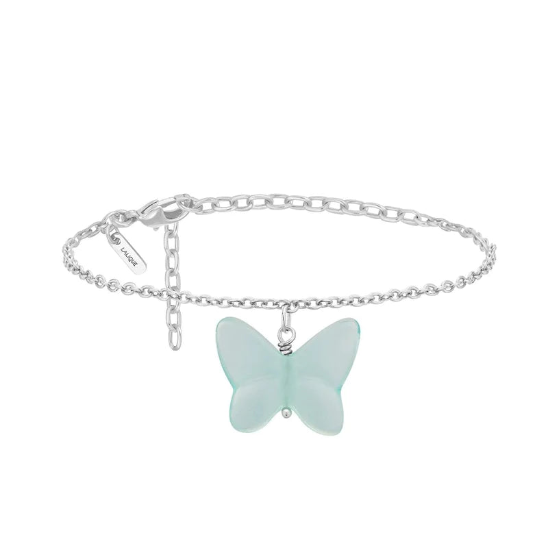 Lalique Butterfly Papillon Bracelet- Lagoon Crystal & Silver 10753300