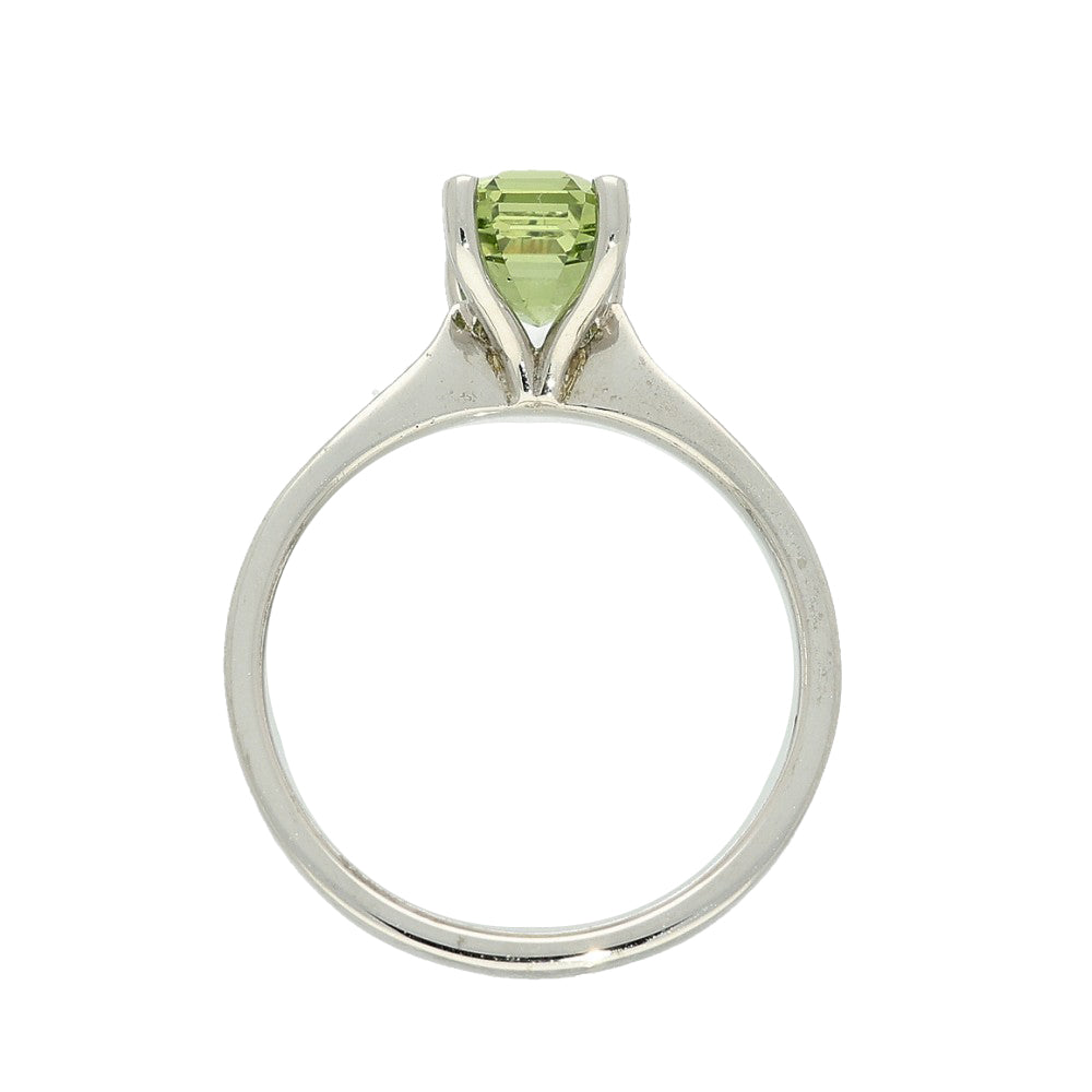 18ct White Gold Natural Olive Green Sapphire Ring