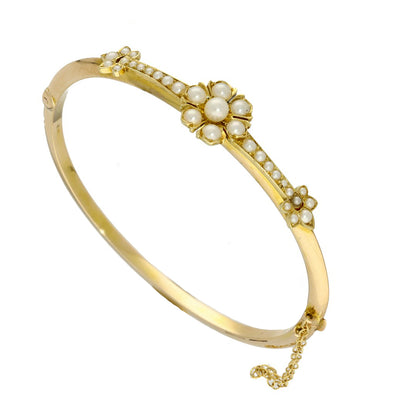 Pre-loved 14ct Yellow Gold Seed Pearl Vintage Bangle
