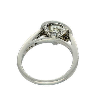 Pre-owned 18ct White Gold Diamond Halo Shoulders Engagement Ring